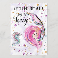~ Rosa Glitzer Haar Mermaid Babydusche Einladung