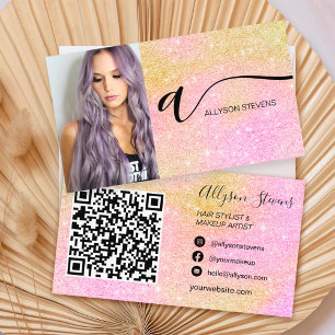 Rosa Glitzer Haarschminke Foto Initial qr Visitenkarte
