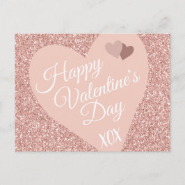 Rosa Glitzer Happy Valentines Day XOX Postkarte
