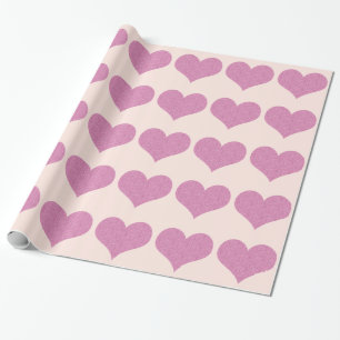 Rosa Glitzer Herz Geschenkpapier
