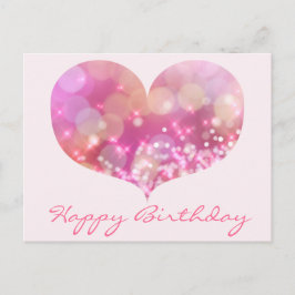 Rosa Glitzer Herz | Happy Birthday Postcard Postkarte