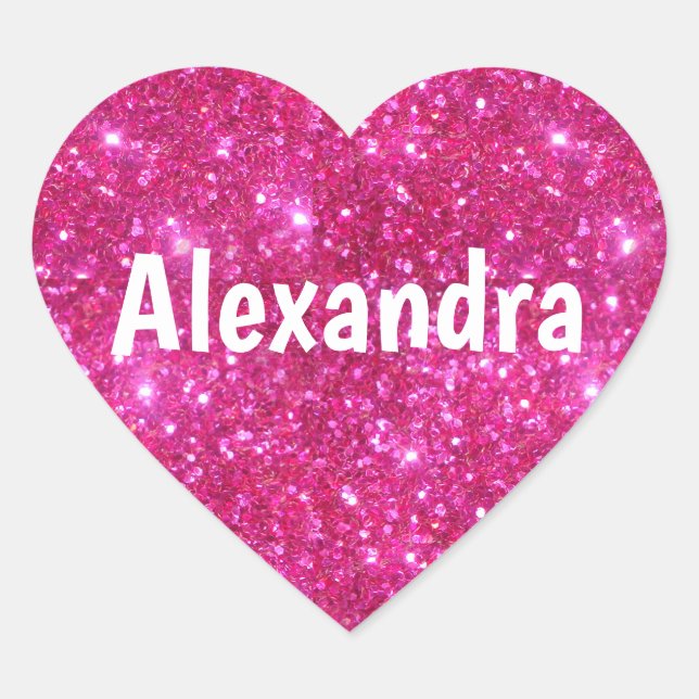 Rosa Glitzer Herz Herz-Aufkleber (Vorderseite)
