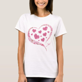 Rosa Glitzer Herz Romantischer Glückstag Valentins T-Shirt