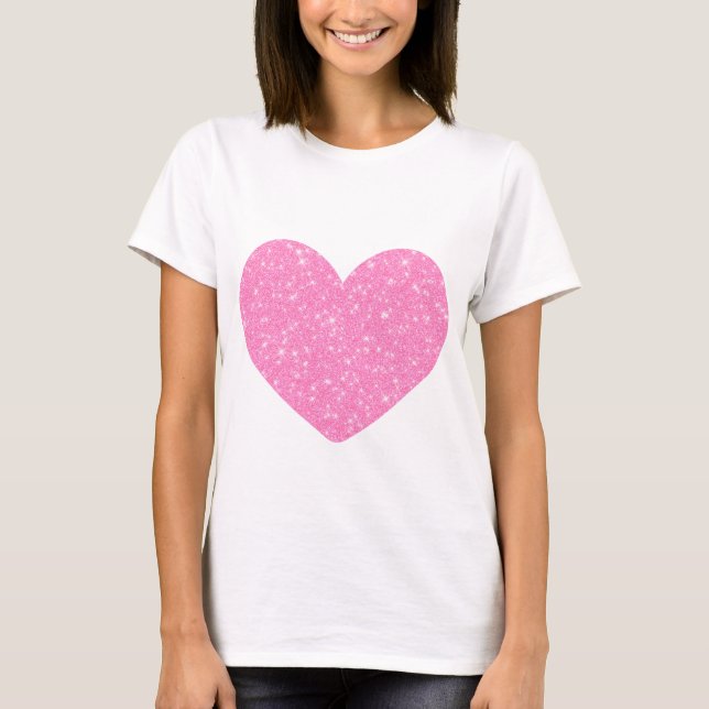 Rosa Glitzer Herz T-Shirt (Vorderseite)