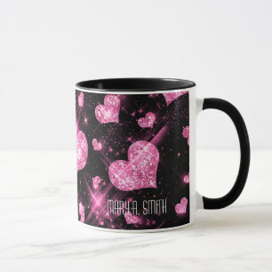 Rosa Glitzer-Herzen Tasse