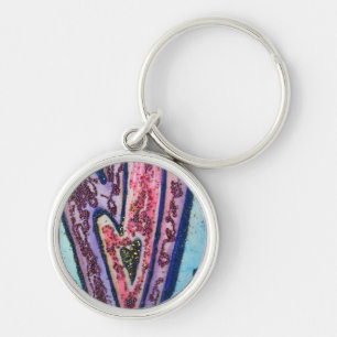 Rosa Glitzer Herzenslust Pendant Art Charm Schlüss Schlüsselanhänger