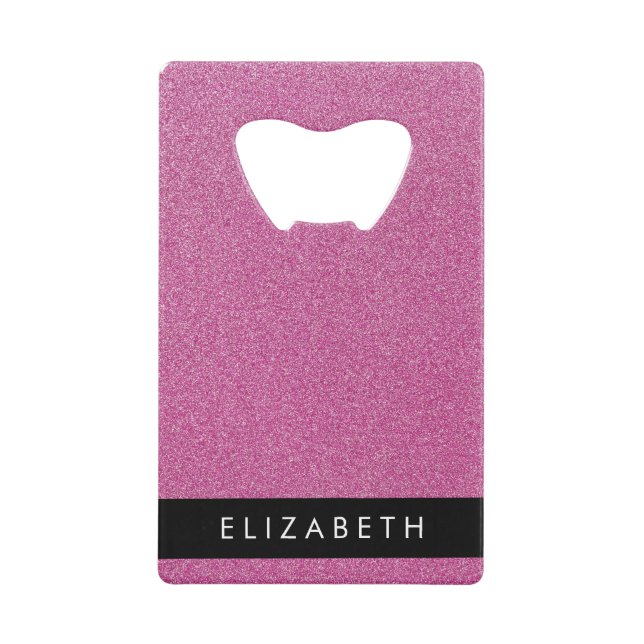 Rosa Glitzer, Hintergrund des Glitzer, Ihr Name Geldbeutel Flaschenöffner (Vorderseite)