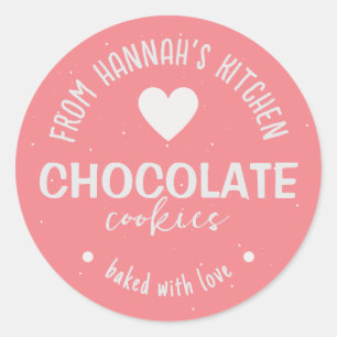 Rosa Glitzer Hintergrund gebacken mit Liebe Cookie Runder Aufkleber