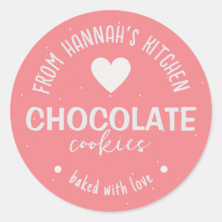 Rosa Glitzer Hintergrund gebacken mit Liebe Cookie Runder Aufkleber