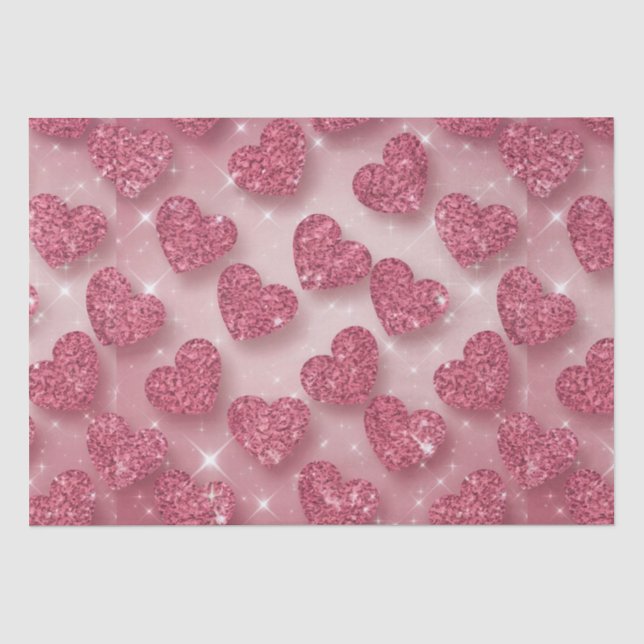 Rosa Glitzer Hört Funkelnd Romantisches Tissue Pap Seidenpapier (Vorderseite)