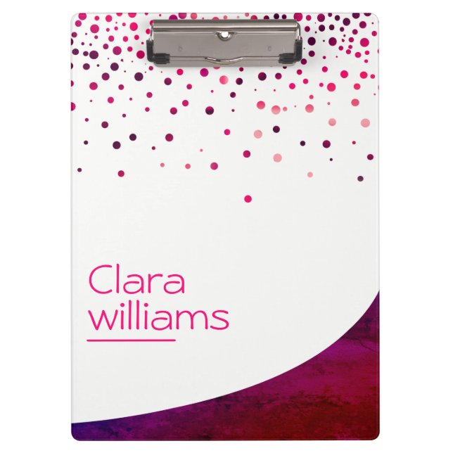 Rosa Glitzer Imitat Sparkle Confetti Moderne Klemmbrett (Vorderseite)