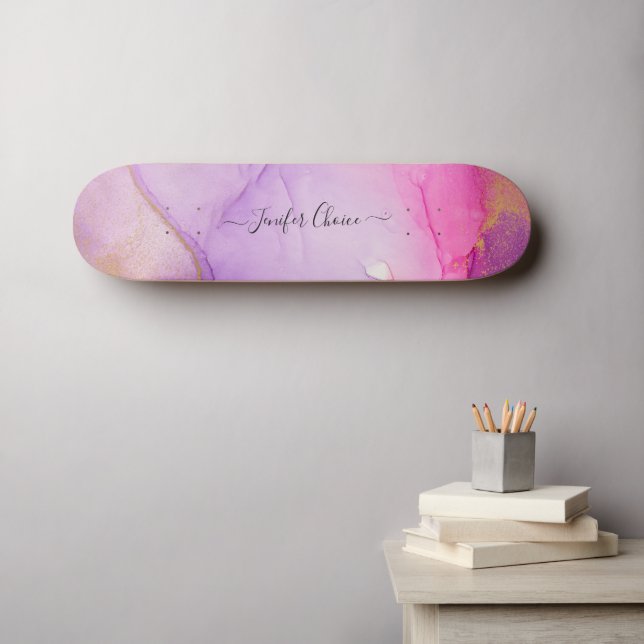 Rosa Glitzer Individuelle Name Skateboard (Wandkunst (Horz))
