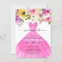 Rosa Glitzer Kleid Farbige Blume Quinceanera