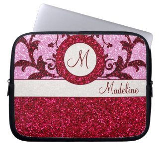 Rosa Glitzer, kundenspezifisch, Monogramm Laptopschutzhülle