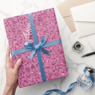 Rosa Glitzer Leopard Geschenkpapier