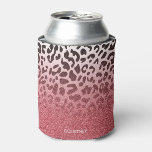 Rosa Glitzer-Leopard-Haut Dosenkühler