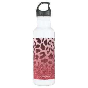 Rosa Glitzer-Leopard-Haut Edelstahlflasche
