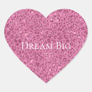 Rosa Glitzer Leopard Herz-Aufkleber