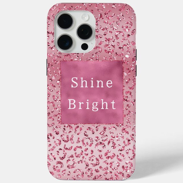 Rosa Glitzer Leopard Ombre Case-Mate iPhone Hülle (Rückseite)