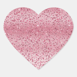 Rosa Glitzer Leopard Ombre Herz-Aufkleber