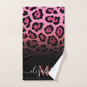 Rosa Glitzer Leopard Print Badhandtuch Set