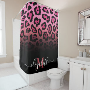Rosa Glitzer Leopard Print Duschvorhang