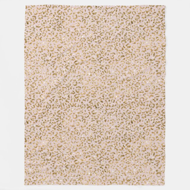 Rosa Glitzer Leopard Print Fleecedecke (Vorderseite)