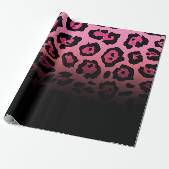 Rosa Glitzer Leopard Print Geschenkpapier (Ungerollt)