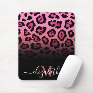 Rosa Glitzer Leopard Print Mousepad