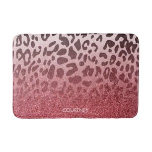 Rosa Glitzer Leopard Skin Badematte