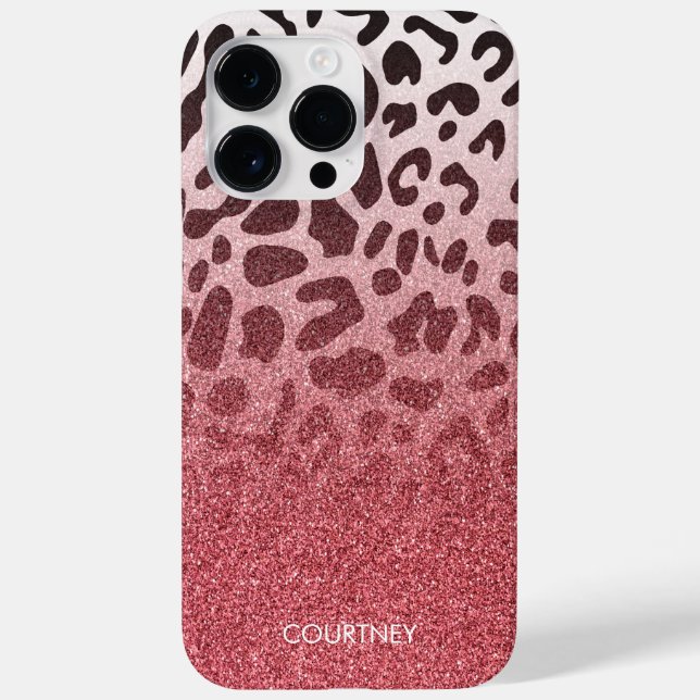 Rosa Glitzer Leopard Skin Case-Mate iPhone Hülle (Rückseite)