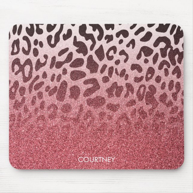 Rosa Glitzer Leopard Skin Mousepad (Vorne)