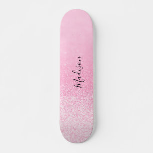 Rosa Glitzer Leuchten Personalisiert Skateboard