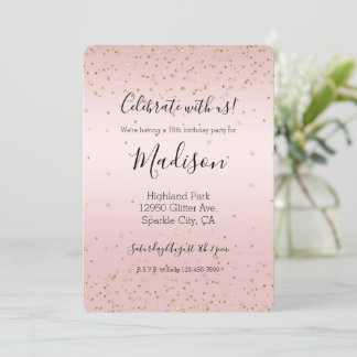 Rosa Glitzer Liebe Gold Confetti Einladung