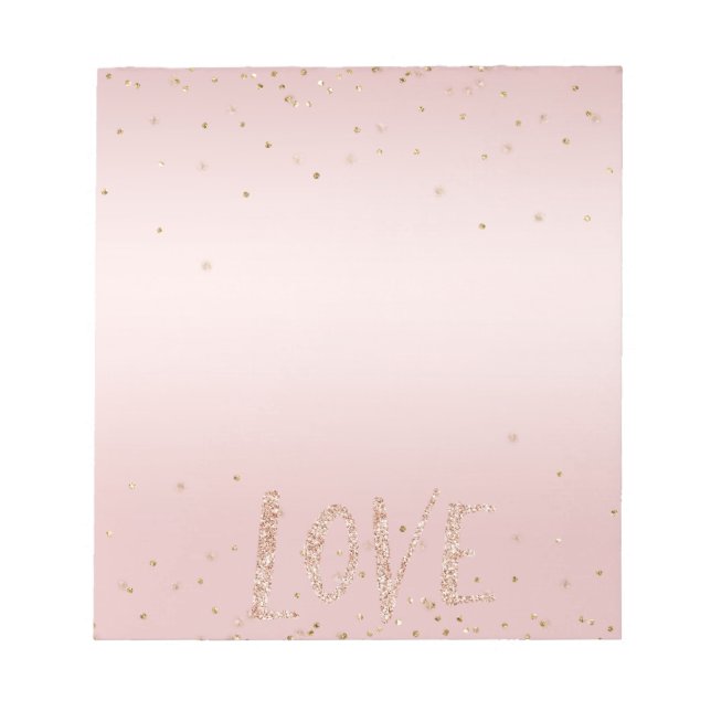 Rosa Glitzer Liebe Gold Confetti Notizblock (Vorderseite)