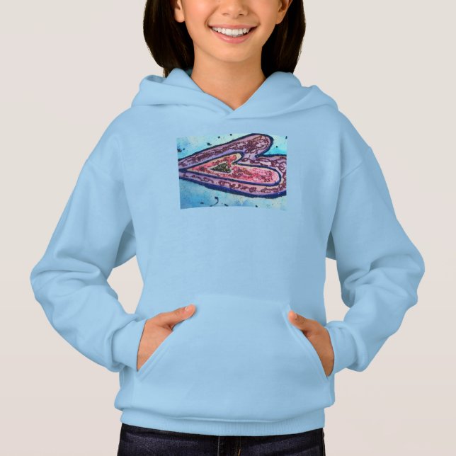 Rosa Glitzer Liebe Herz Art Hoodie Sweatshirt (Vorderseite)