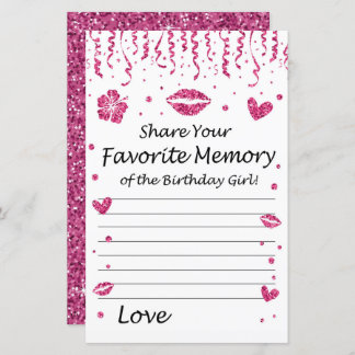 Rosa Glitzer Lieblings-Erinnerung an das Geburtsta