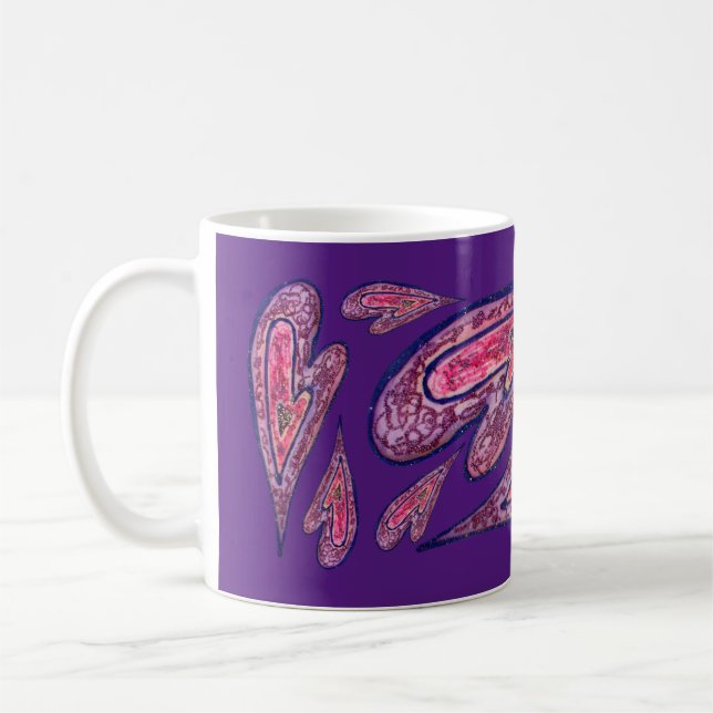 Rosa Glitzer Lila Hearts Custom Coffee Cups Kaffeetasse (Links)