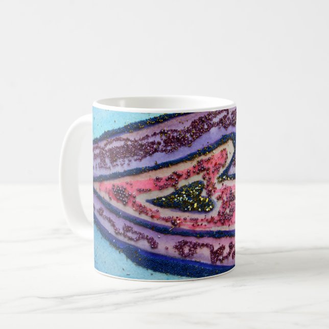 Rosa Glitzer Lila Hearts Custom Coffee Tasse (Vorderseite Links)