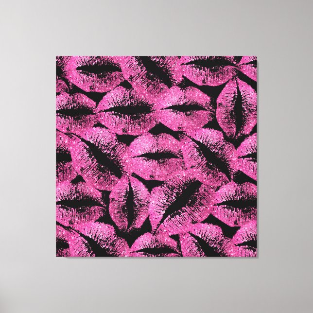 Rosa Glitzer Lippen #3 Leinwanddruck (Vorderseite)