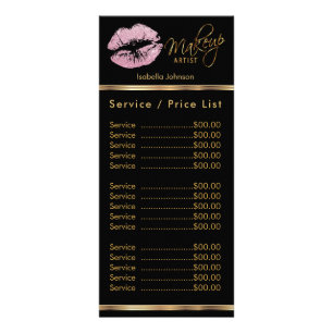 Rosa Glitzer Lippen - Service / Preisliste Werbekarte