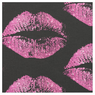 Rosa Glitzer-Lippen Stoff