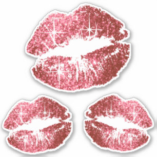 Rosa Glitzer Lips - Kiss Cut Aufkleber