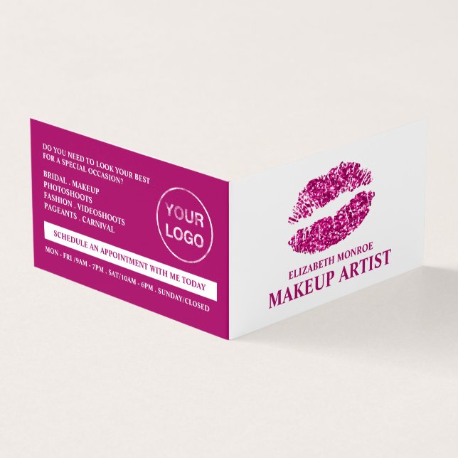 Rosa Glitzer Lips, Makeup Artist, Treue Card Visitenkarten (Vorderseite)