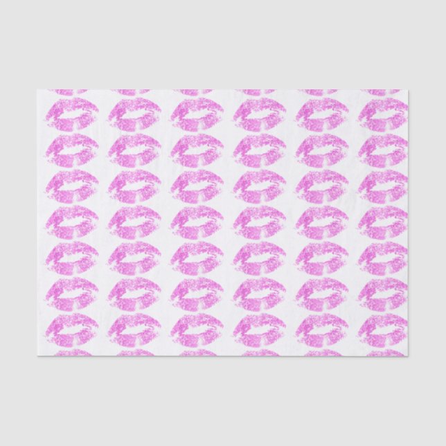 Rosa Glitzer Lips Muster Seidenpapier (Vorderseite)