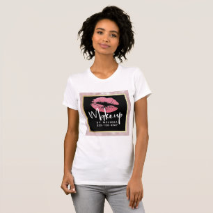 Rosa Glitzer Lips & Rose Gold Blätter Makeup Biz T-Shirt
