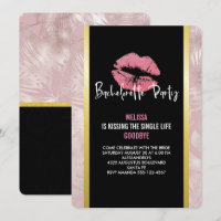 Rosa Glitzer Lips & Rose Gold Tropische Blätter