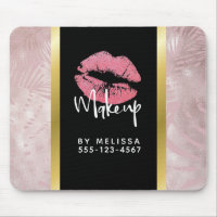 Rosa Glitzer Lips & Rose Gold Tropische Blätter