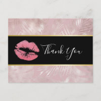 Rosa Glitzer Lips & Rose Gold Tropische Blätter