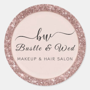 Rosa Glitzer Makeup Friseur Salon Runder Aufkleber
